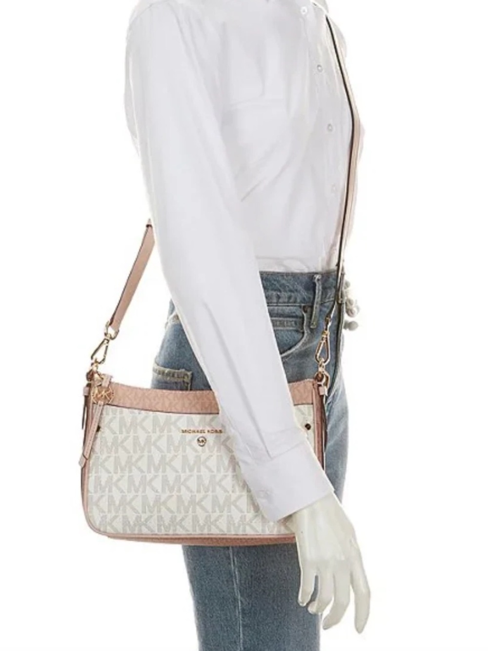 Michael Kors Medium jet set charm crossbody pink/white